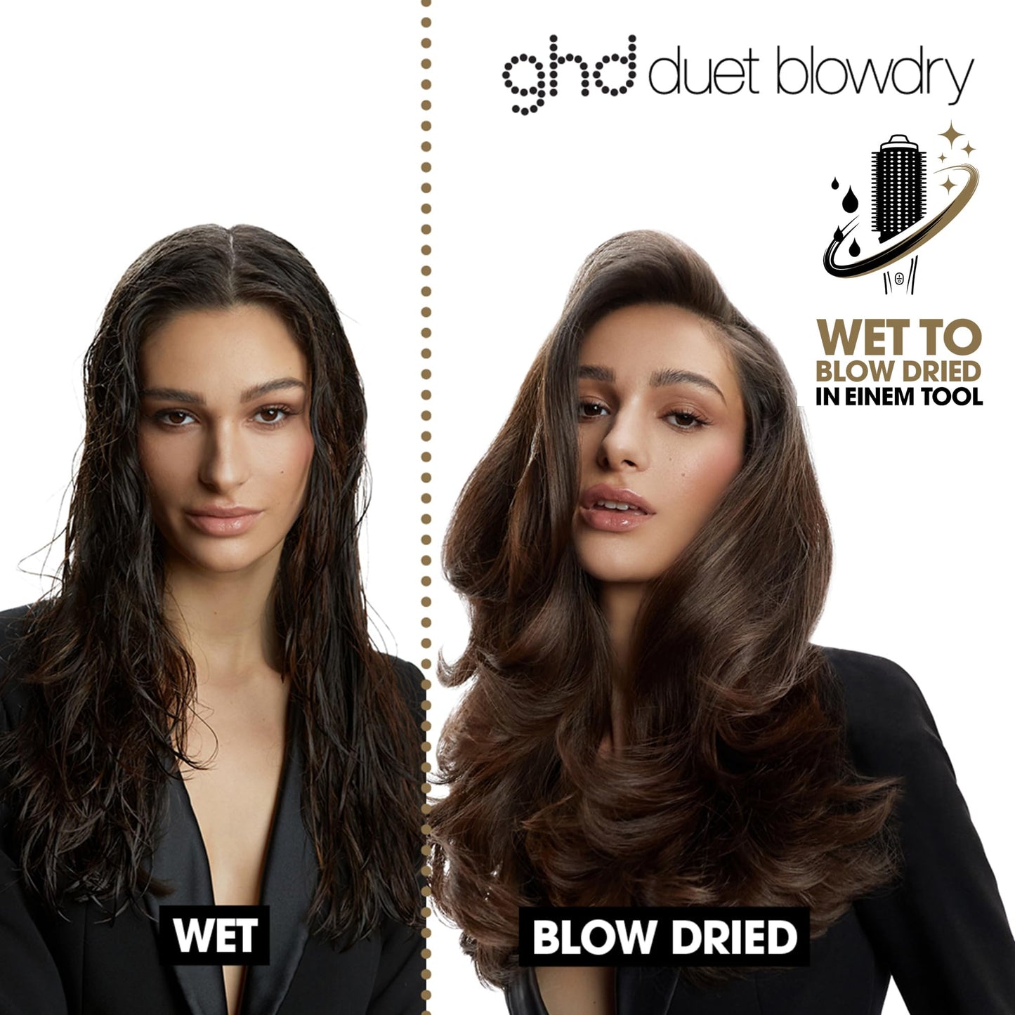 ghd Duet Blowdry Rundbürstenföhn Weiß – nass föhnen, ohne Hitzeschäden, 3x Volumen, 24h Halt, alle Haartypen
