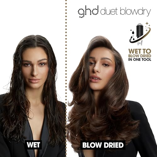 ghd Duet Föhnbürste – nass föhnen, ohne Hitzeschäden, 3x Volumen, 24h Halt, 50% mehr Glanz, Schwarz/Weiß