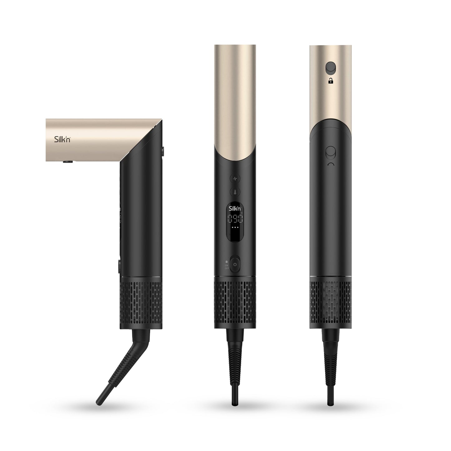 Silk’n Multistyler 8-in-1 – Haartrockner, Bürste &amp; Glätteisen, SilkyAir Flex, 1300W, Gold/Schwarz, inkl. Case