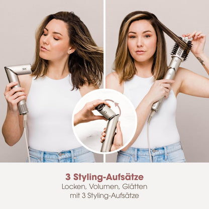 Shark FlexStyle 3-in-1 Luftstyler &amp; Haartrockner – Auto-Wrap Lockenaufsatz, Ovalbürste, Konzentrator, Champagner