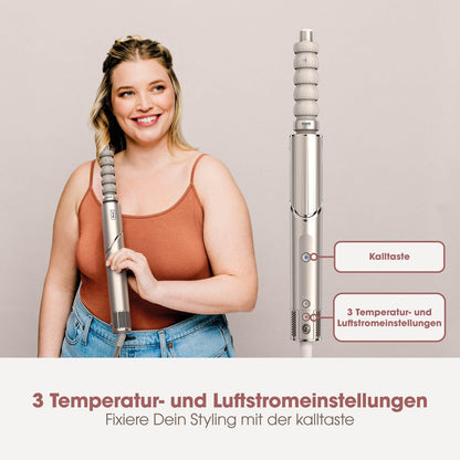 Shark FlexStyle 3-in-1 Luftstyler &amp; Haartrockner – Auto-Wrap Lockenaufsatz, Ovalbürste, Konzentrator, Champagner